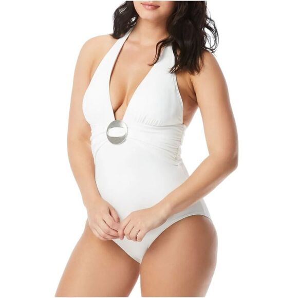 NWT- Contours by Coco Reef Brilliance Halter Bra Sized One Piece Swimsuit - Picture 1 of 15